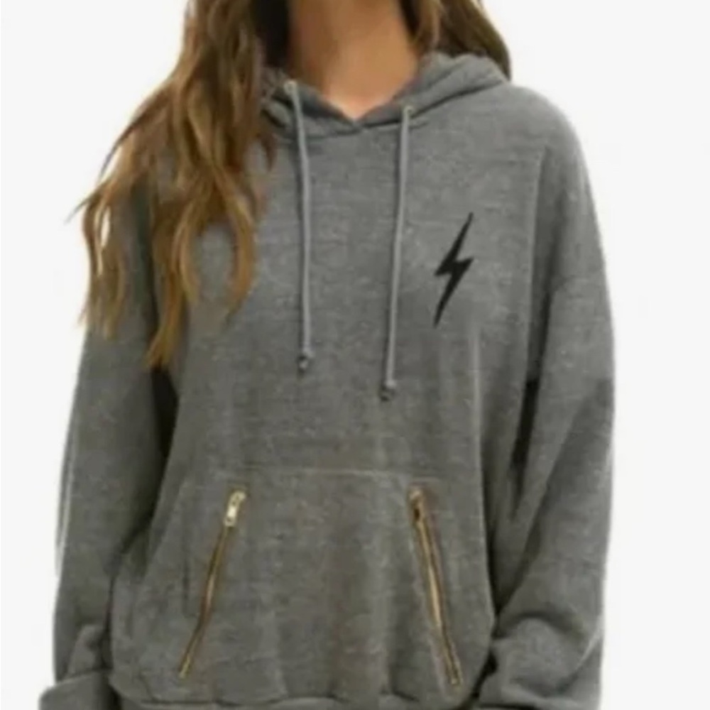 Gray Hoodie with Lightning Bolt Design